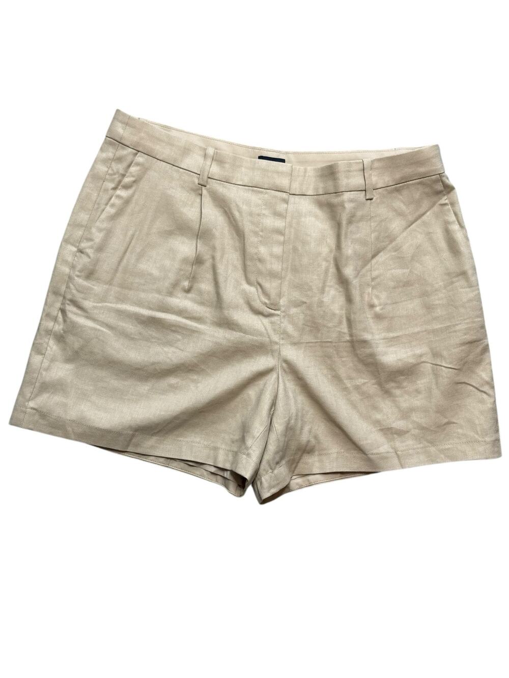 J.Crew Factory Linen-Blend Structured Short Women 14 Beige Neutral Coastal
